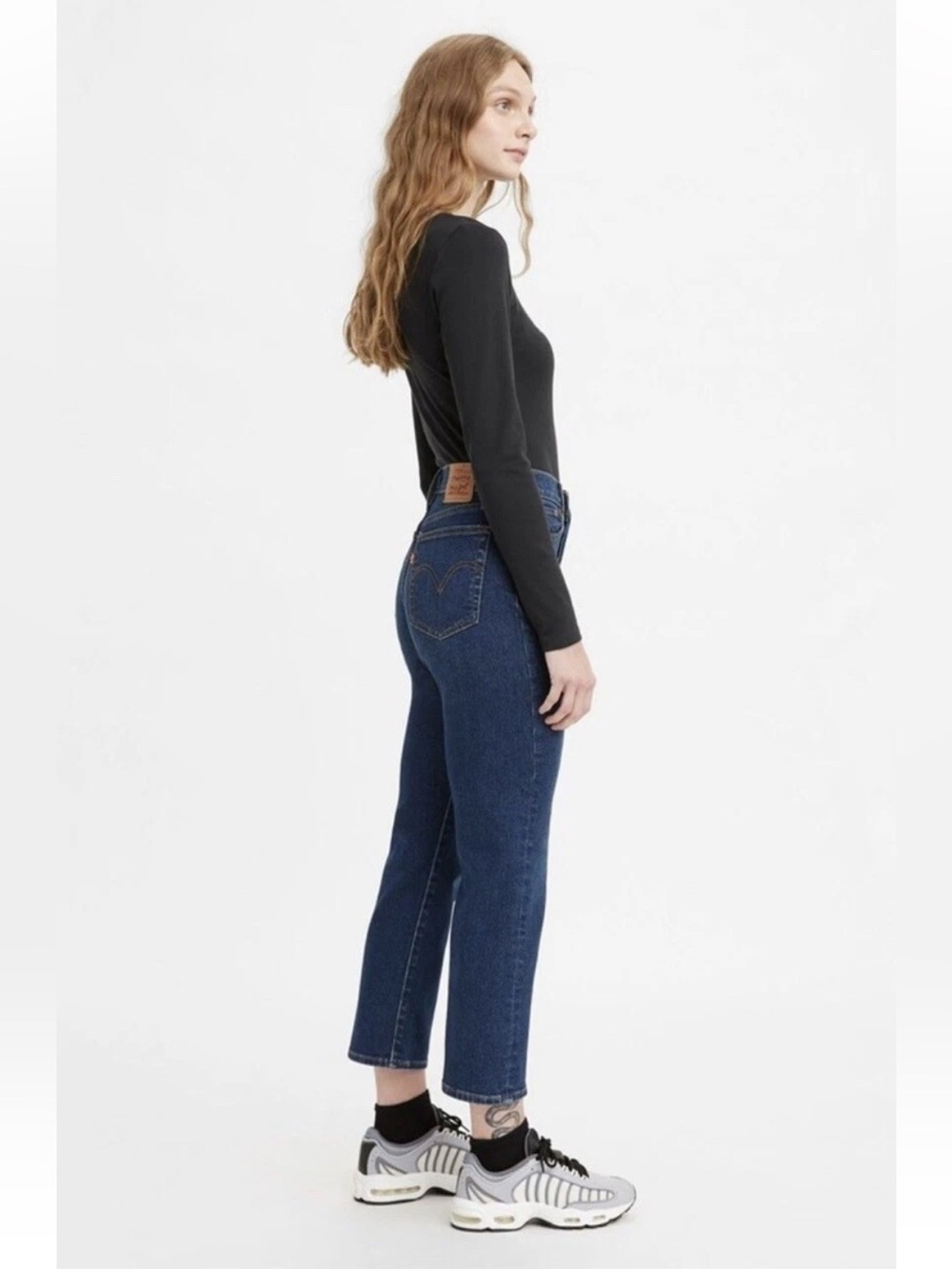 Levi’s Wedgie Straight Jeans 27 Dark Blue High Rise Ankle Cotton Denim